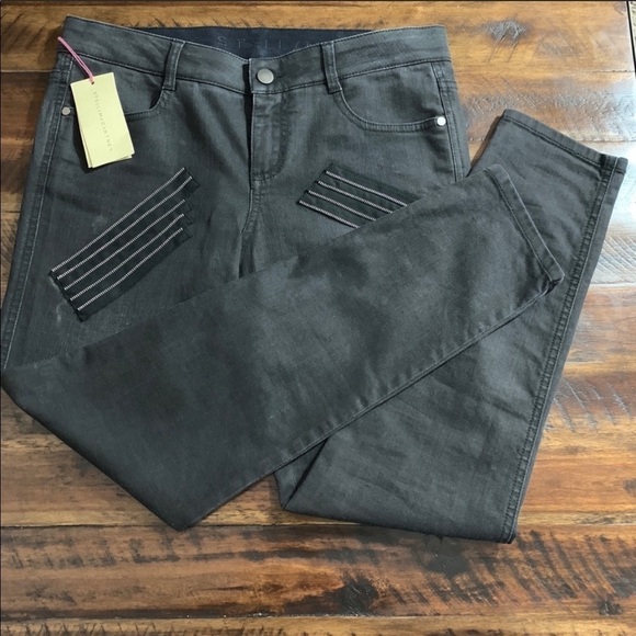 Stella McCartney Embellished Moto Skinny Jeans Black Designer Denim Size 30 NWT - Picture 7 of 14